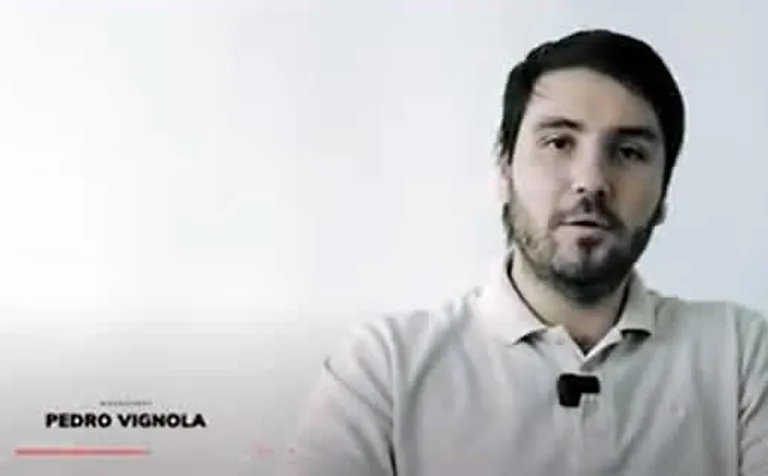 Pedro Vignola durante su testimonio en video